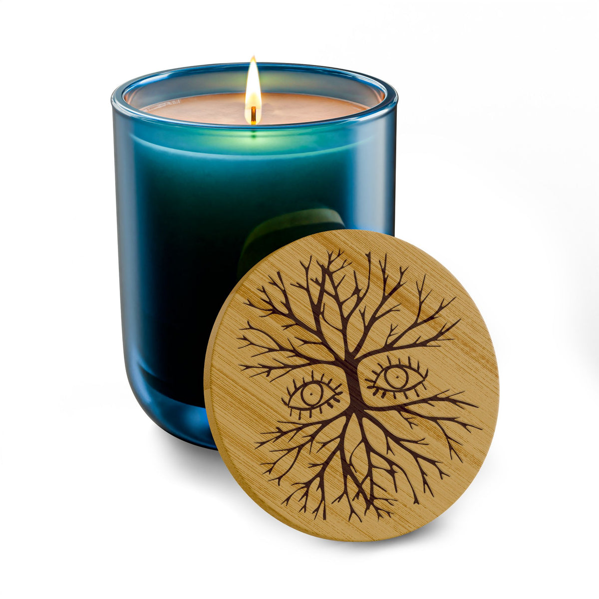 Engraved Tree of Life Soy Candle — 14oz Scented Candle with Bamboo Lid