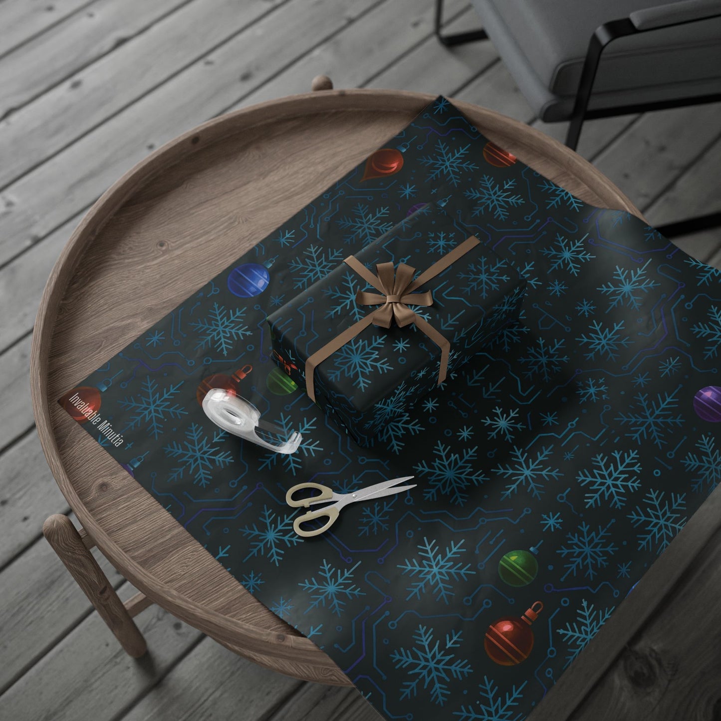 Cyber Yule Circuit – Luxury Christmas Wrapping Paper, Seamless Designer Gift Wrap, 30" Roll (Matte/Gloss)