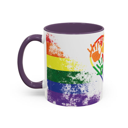 Handprint Heart Pride Mug | Rainbow Splash Ceramic Cup | 11oz & 15oz