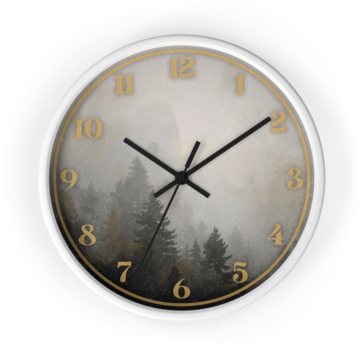 Fog & Pines Minimalist Forest 10" Wall Clock