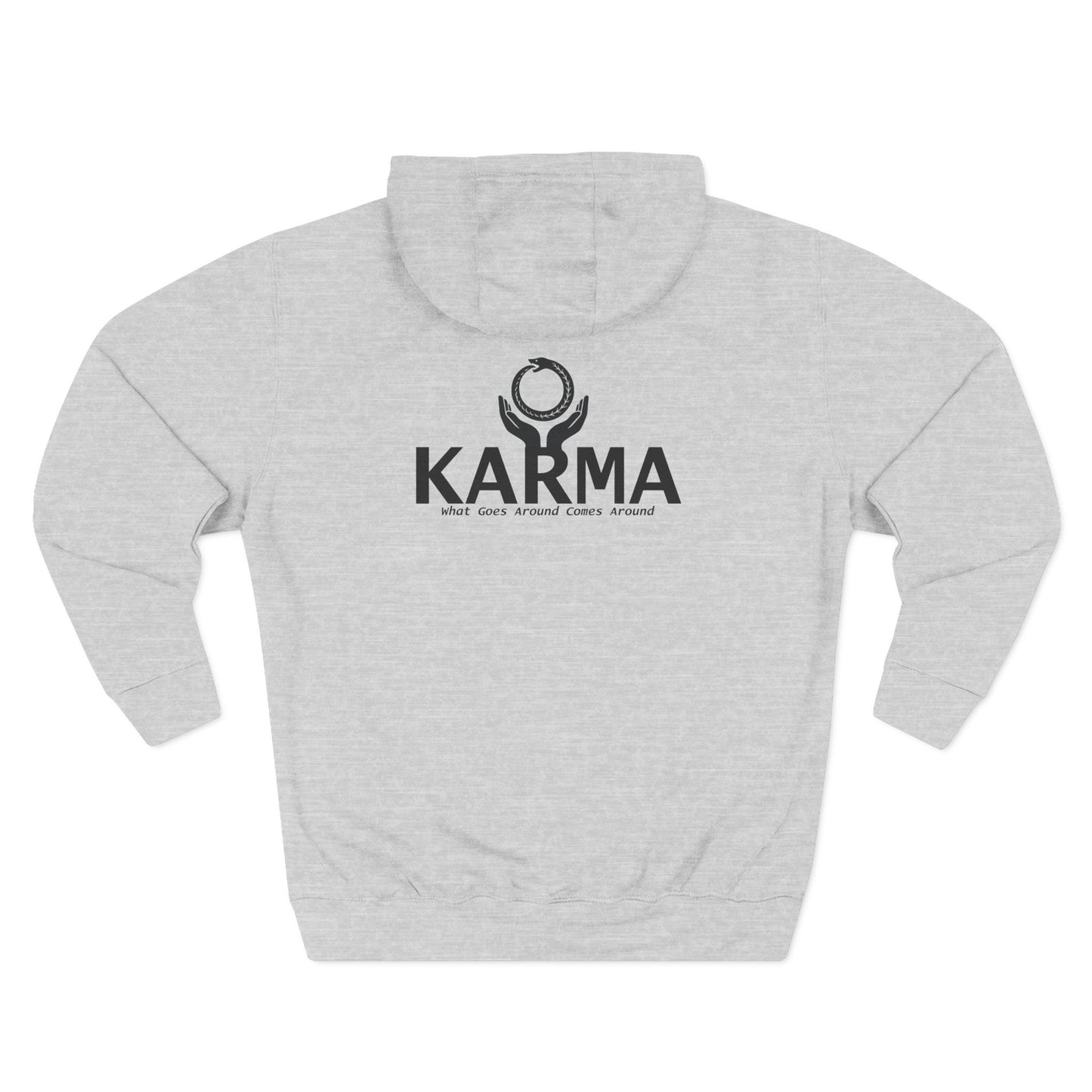 Karma Hoodie — “What Goes Around Comes Around” Minimalist Spiritual Quote Hoodie (Lane Seven Premium Fleece)