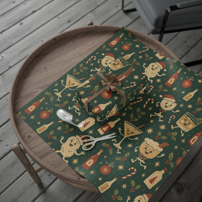 Vintage Holiday Drinks – Luxury Wrapping Paper, Retro Bar-Cart Gift Wrap, 30" Roll (Matte/Gloss)