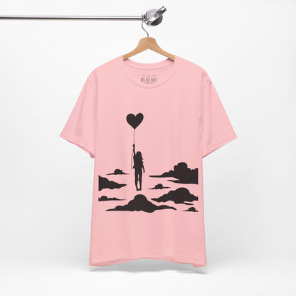 🎈 Up and Away Tee – Heart Balloon Silhouette