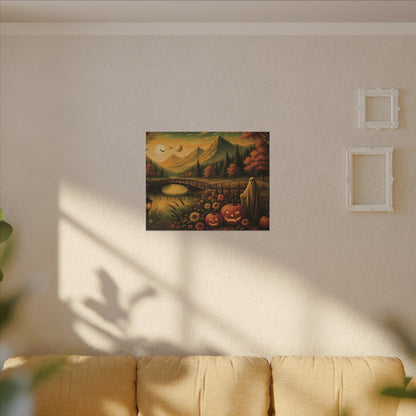 Ghost in the Garden – Autumn Halloween Landscape Canvas Print