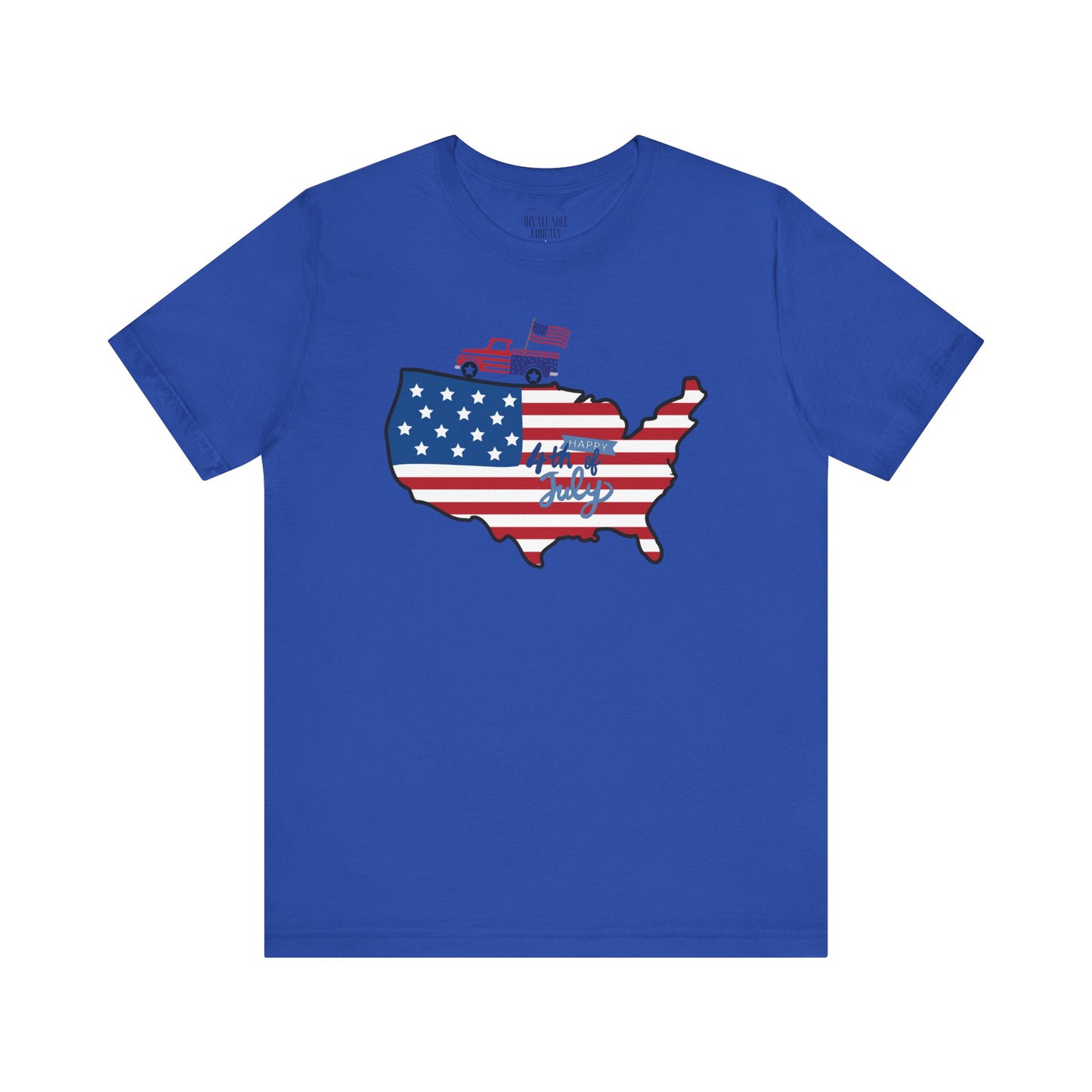 All-American USA Map & Truck Tee – Unisex Bella+Canvas Jersey Tee - 4th of July T-Shirt