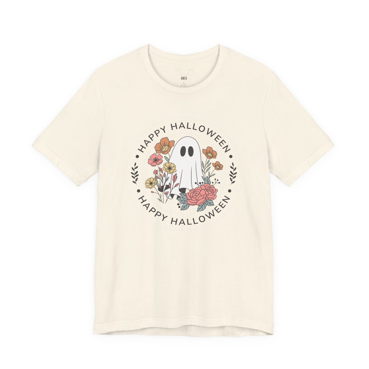 Happy Halloween Floral Ghost Tee – Bella+Canvas 3001