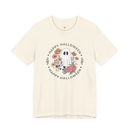 Happy Halloween Floral Ghost Tee – Bella+Canvas 3001