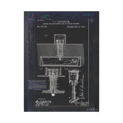 Safety Coffin Patent Print (1882) – Gothic Blueprint Canvas Wall Art