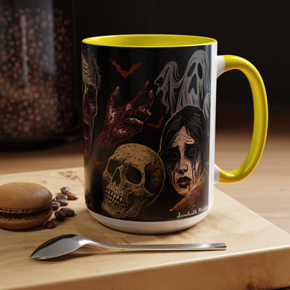 Horror Coffee Mug – Zombie Graveyard Halloween Design – 11oz & 15oz Ceramic – Creepy Goth Kitchen Decor
