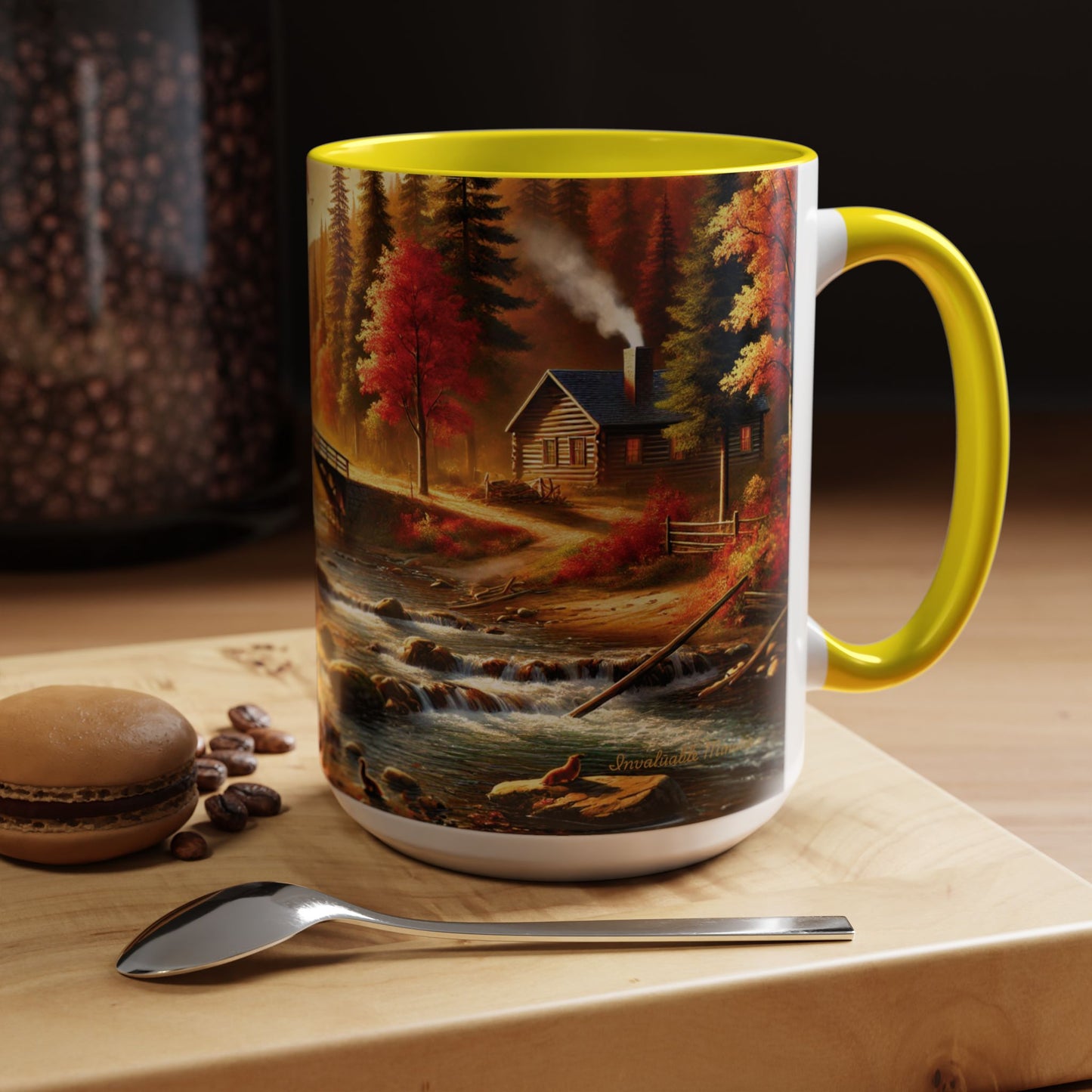 Cozy Autumn Cabin Mug | Fall Vibes Accent Coffee Mug (11oz/15oz)