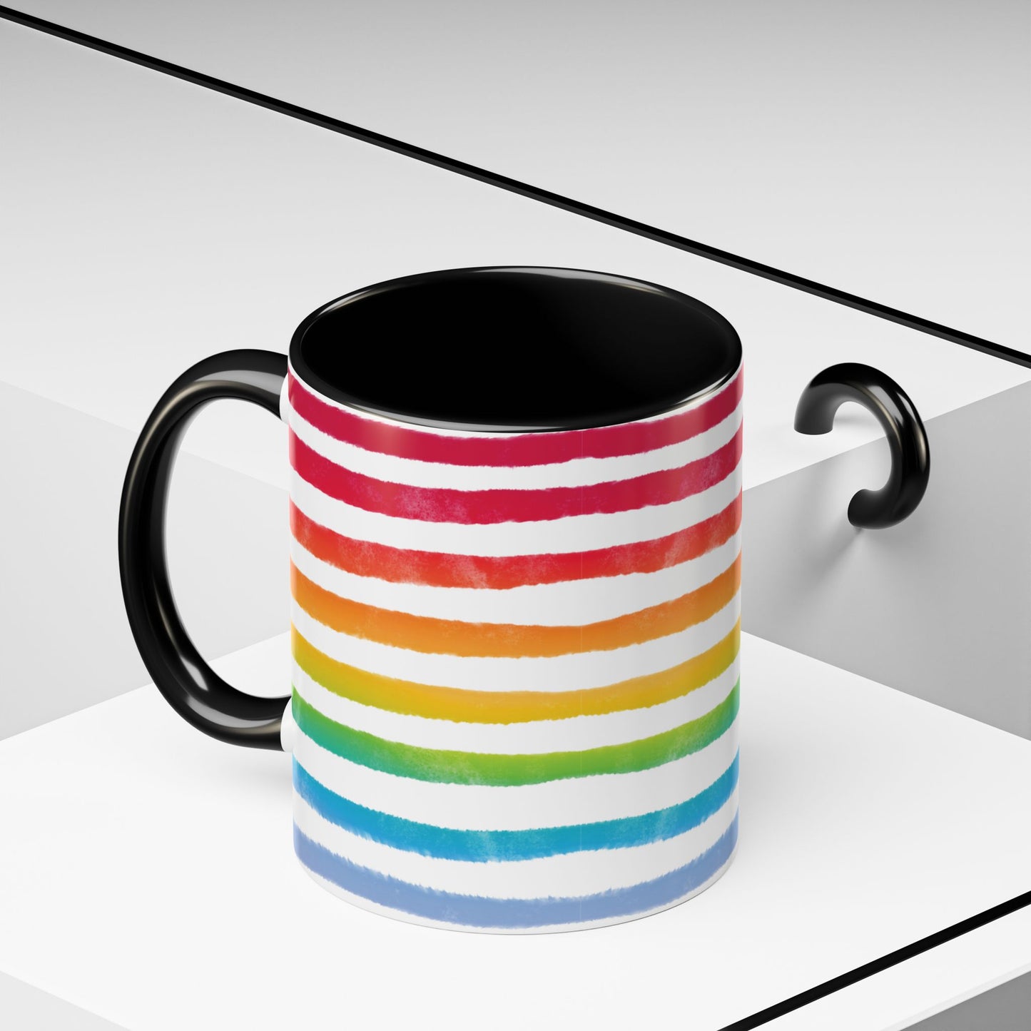 🌈 Bold Rainbow Stripes Pride Mug | 11oz/15oz | Purple Accent