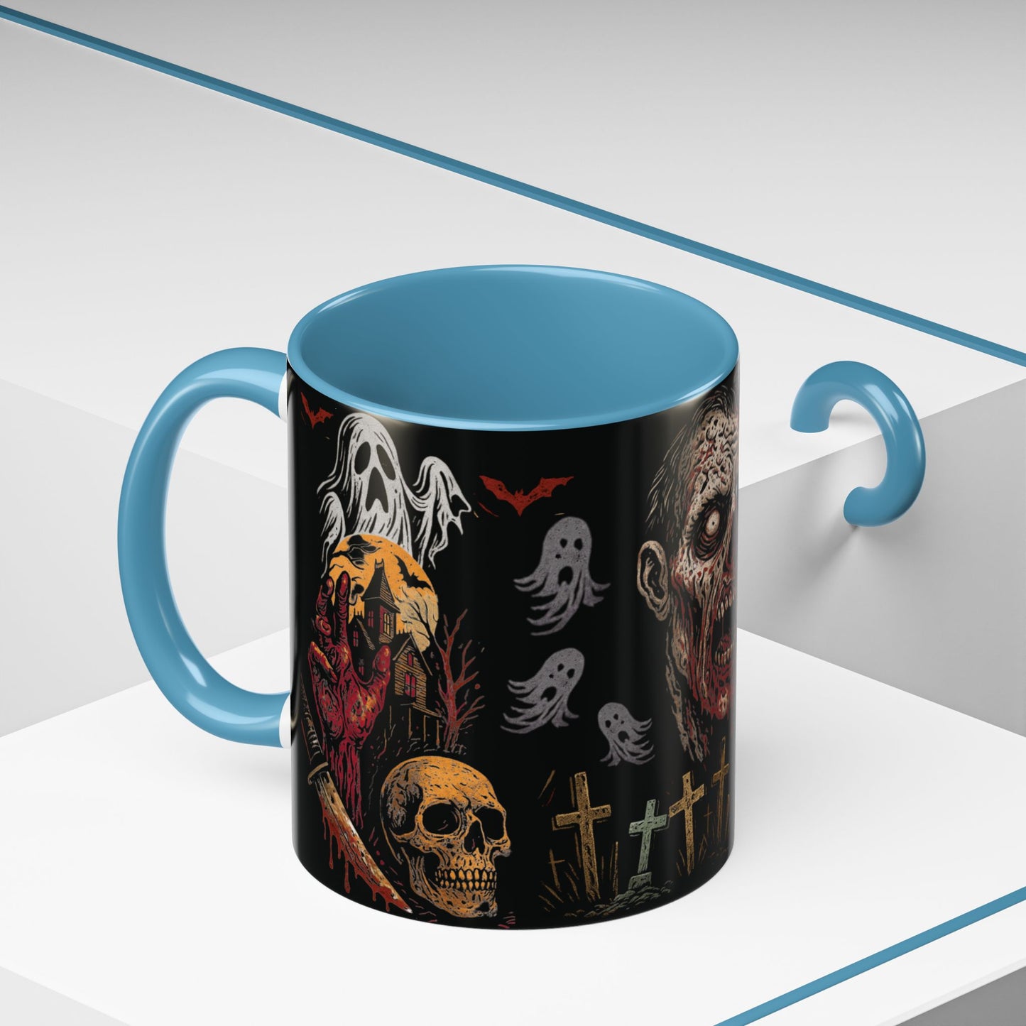 Horror Coffee Mug – Zombie Graveyard Halloween Design – 11oz & 15oz Ceramic – Creepy Goth Kitchen Decor