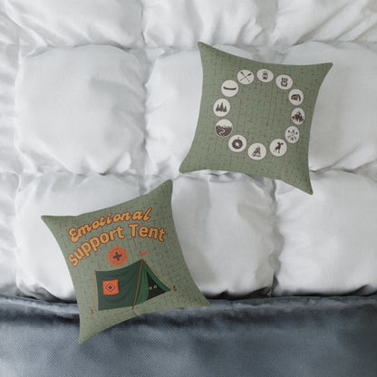 Fun Camping Decor Pillow - Emotional Support Tent – Boutique Canvas Throw Pillow
