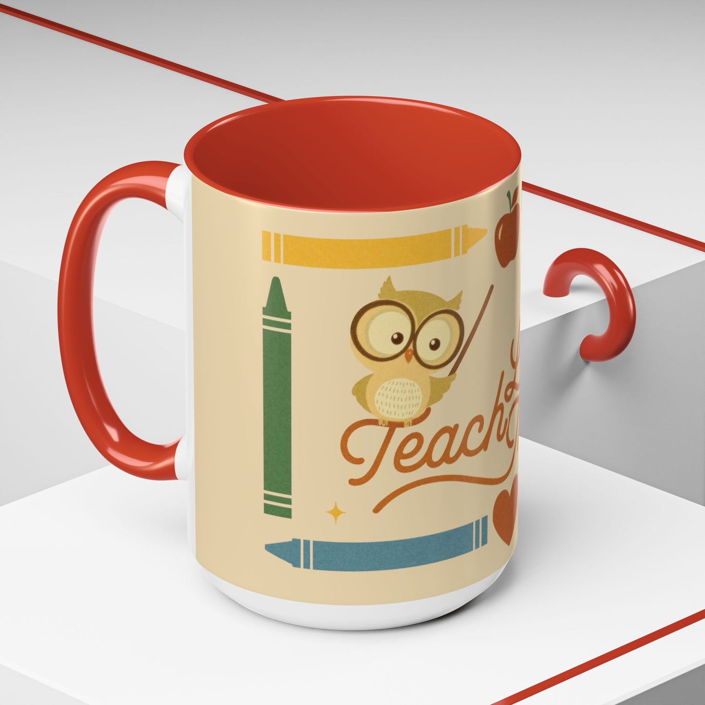 Teach Love Inspire Color Accent Mug (11oz/15oz) – Teacher Gift • Back to School • Durable Ceramic, Dishwasher & Microwave Safe