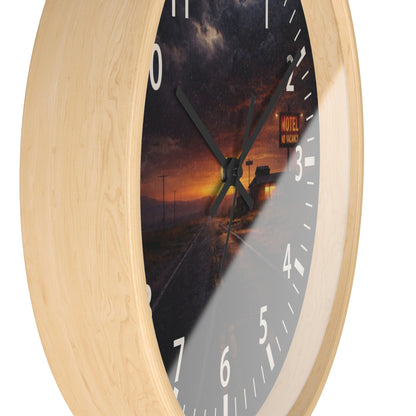 Still Here - Desert Motel No Vacancy Road Premium Wall Clock