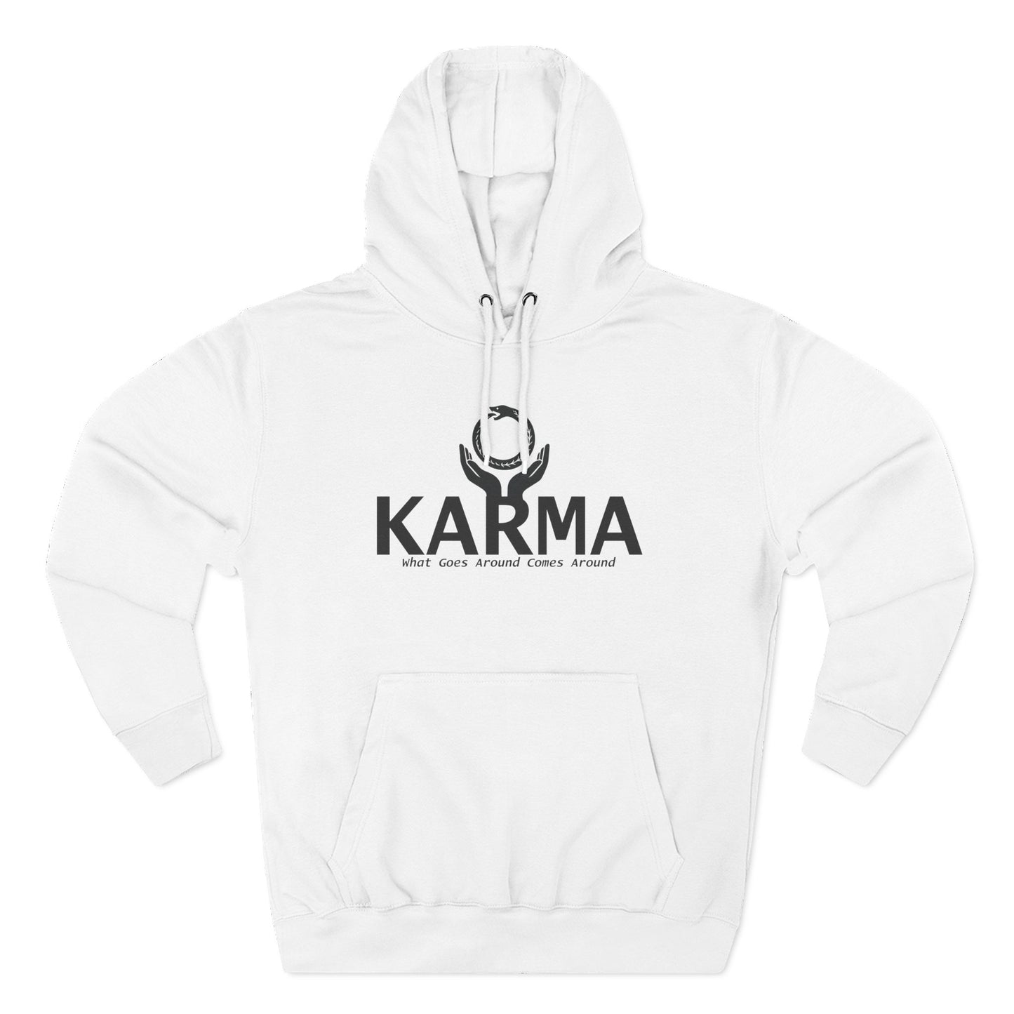 Karma Hoodie — “What Goes Around Comes Around” Minimalist Spiritual Quote Hoodie (Lane Seven Premium Fleece)