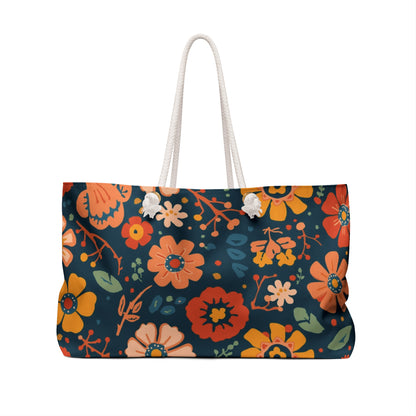 Retro Floral Weekender Tote Bag