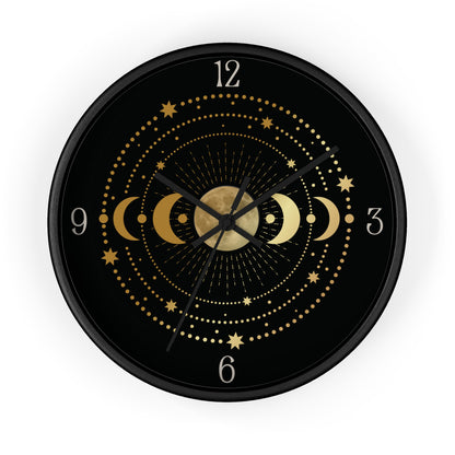 Moon Phase Wall Clock – Gold Celestial Lunar 10" Decor