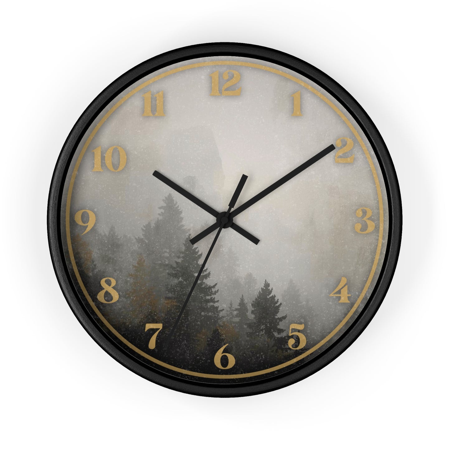 Fog & Pines Minimalist Forest 10" Wall Clock