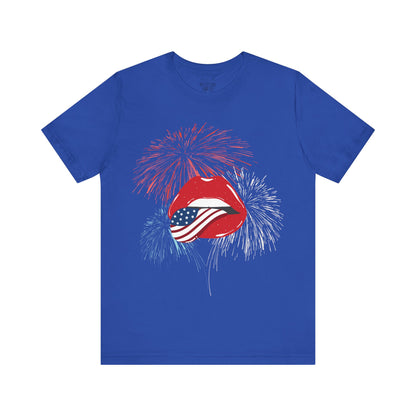 American Flag Lips Tee – Unisex Bella + Canvas Jersey Tee - 4th of July