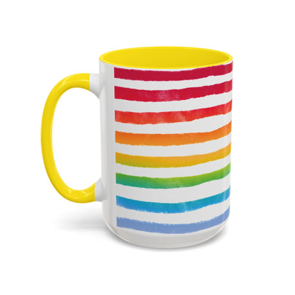 🌈 Bold Rainbow Stripes Pride Mug | 11oz/15oz | Purple Accent