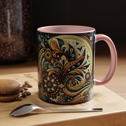☕️ Accent Coffee Mug (11, 15oz) – Beautiful Boho Style Graphic 🌿