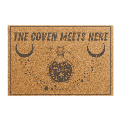 The Coven Meets Here Doormat – Witchy Welcome Mat, Gothic Halloween Porch Décor