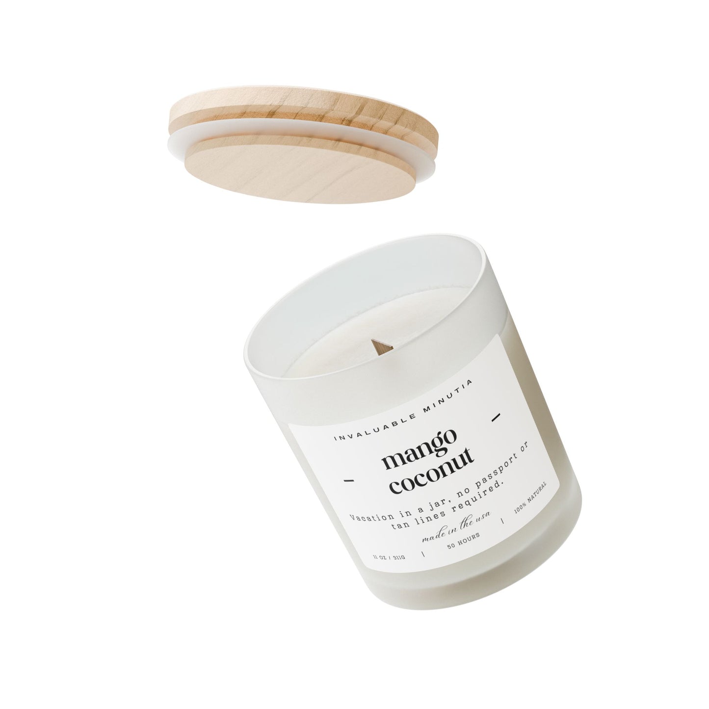 11oz Frosted Glass Natural Soy Wax Candle with Wooden Wick – Available in 9 Scents