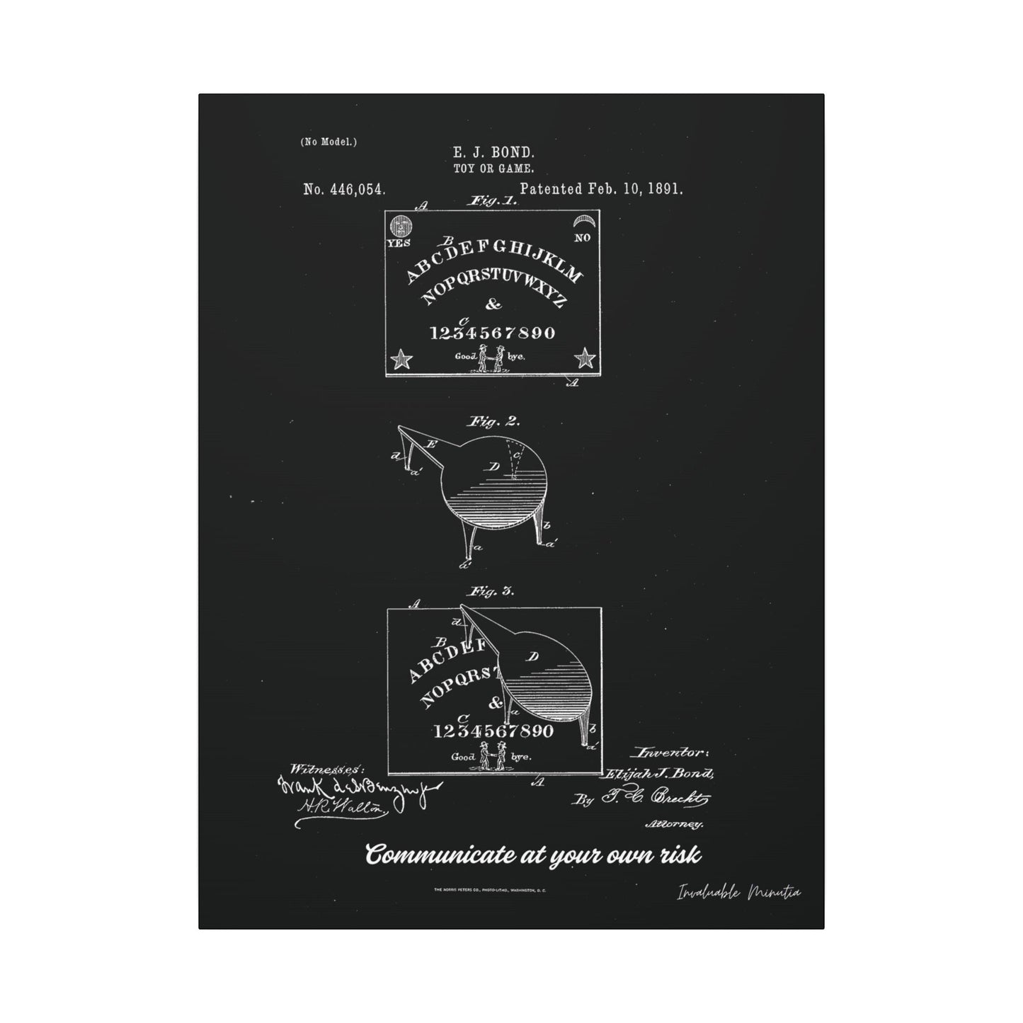 Ouija Board Patent Print (1891) – Gothic Spirit Board Canvas Wall Art