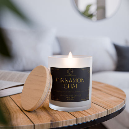 11oz Frosted Glass Natural Soy Wax Candle with Wooden Wick – Available in 9 Scents