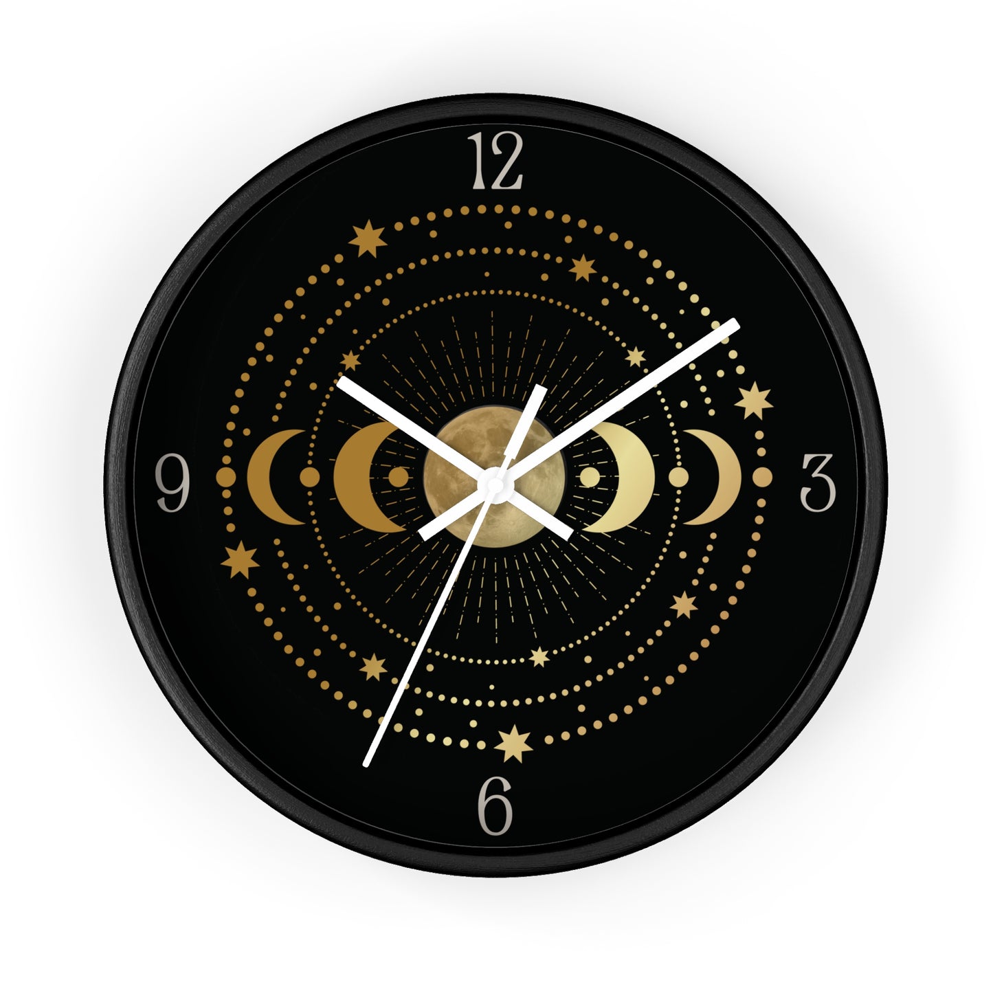 Moon Phase Wall Clock – Gold Celestial Lunar 10" Decor