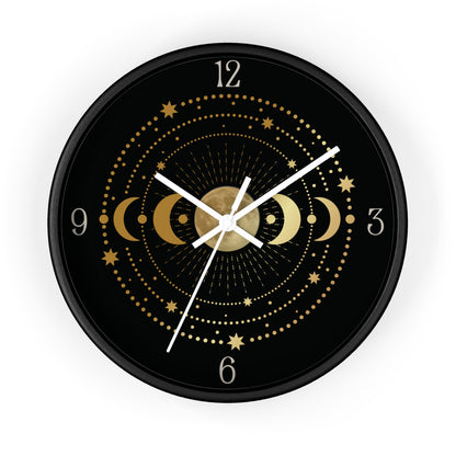 Moon Phase Wall Clock – Gold Celestial Lunar 10" Decor