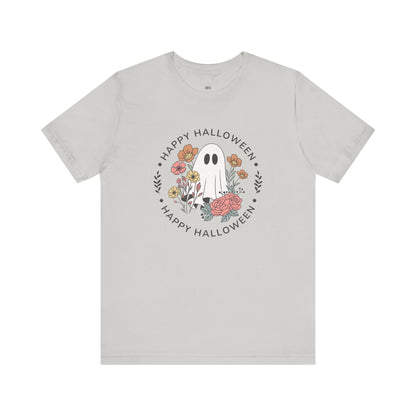 Happy Halloween Floral Ghost Tee – Bella+Canvas 3001