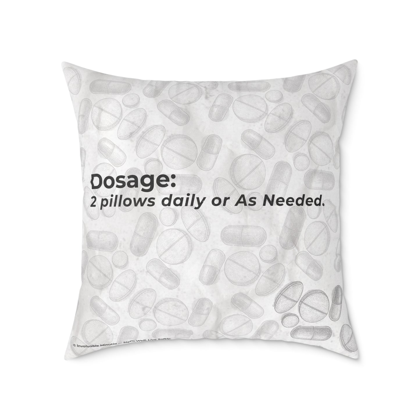 Before My Meds Kicked In — Poly Canvas Throw Pillow | Vintage Pharmacy Pattern, Dosage Back Print