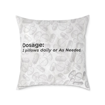 Before My Meds Kicked In — Poly Canvas Throw Pillow | Vintage Pharmacy Pattern, Dosage Back Print