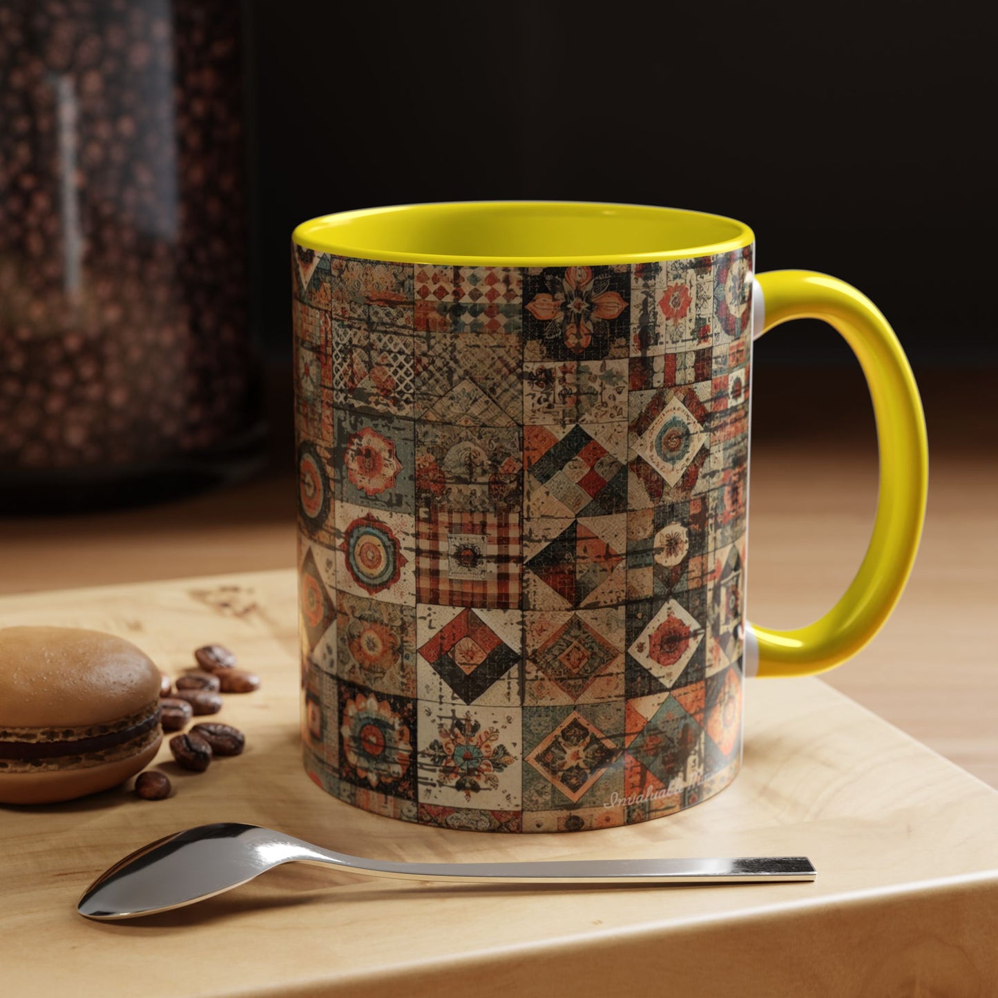 Boho Patchwork Quilt Mug | Vintage Accent Coffee Mug (11oz/15oz)