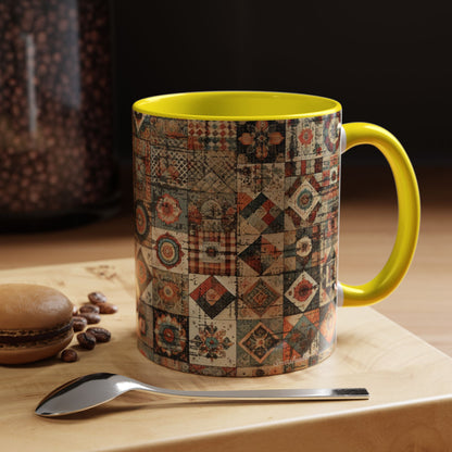 Boho Patchwork Quilt Mug | Vintage Accent Coffee Mug (11oz/15oz)