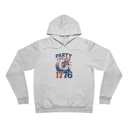Party Like It’s 1776 – Funny Patriotic Hoodie, Drunk Eagle, Bella+Canvas 3719 Pullover Sweatshirt