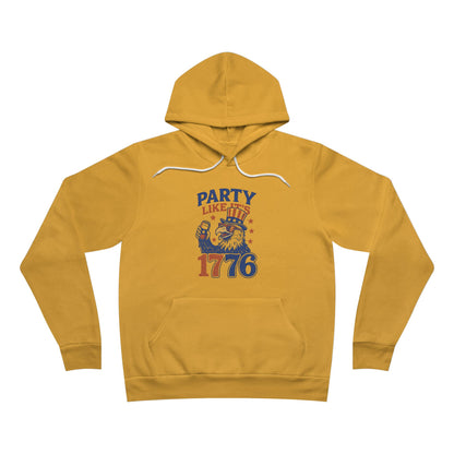 Party Like It’s 1776 – Funny Patriotic Hoodie, Drunk Eagle, Bella+Canvas 3719 Pullover Sweatshirt