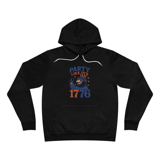 Party Like It’s 1776 – Funny Patriotic Hoodie, Drunk Eagle, Bella+Canvas 3719 Pullover Sweatshirt