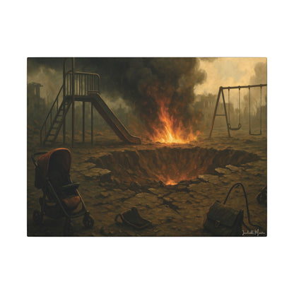 Apocalyptic Playground Canvas Print – Dark Surreal Landscape Wall Art – Post-Apocalyptic Home Décor