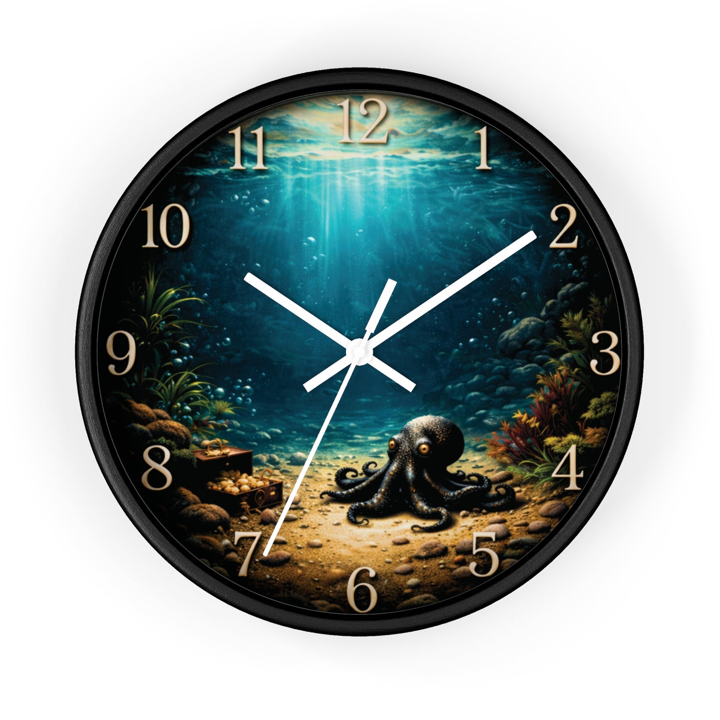 Octopus Ocean Wall Clock – Deep Sea Nautical 10" Decor