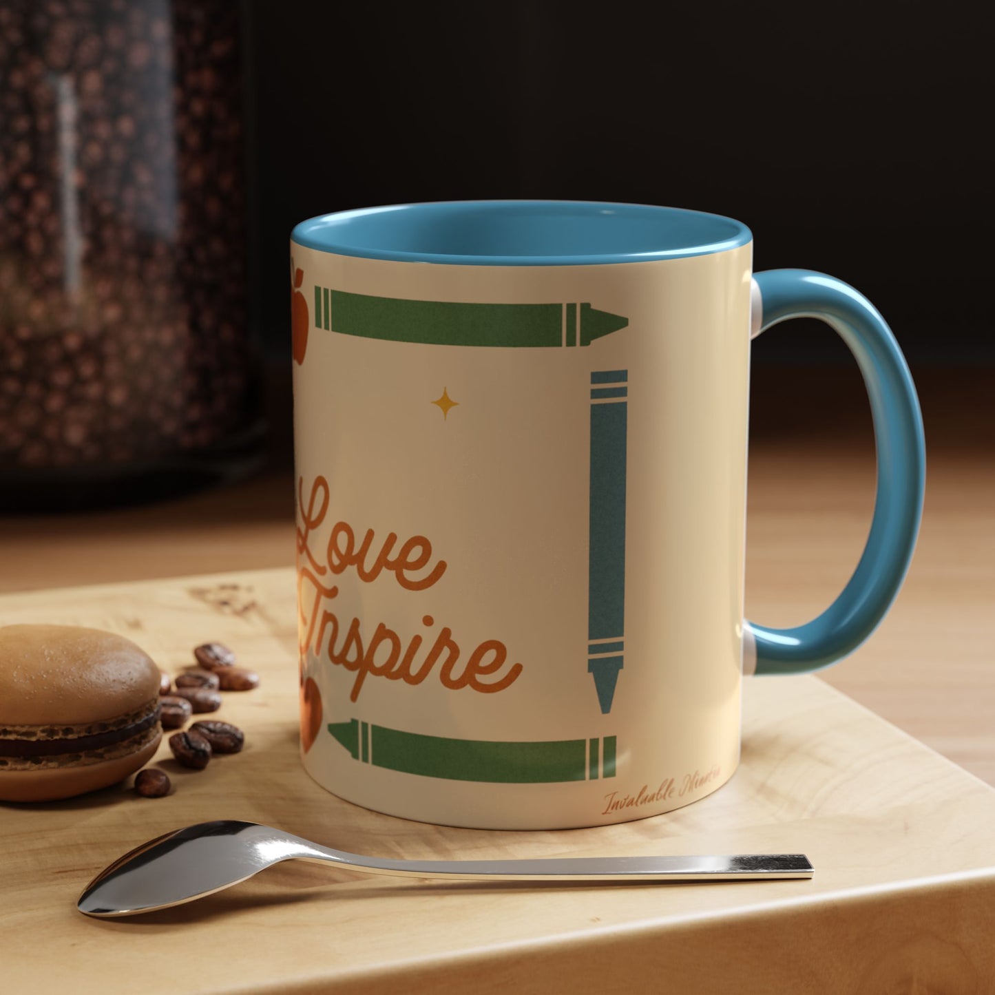 Teach Love Inspire Color Accent Mug (11oz/15oz) – Teacher Gift • Back to School • Durable Ceramic, Dishwasher & Microwave Safe
