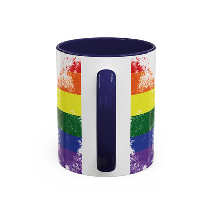 Handprint Heart Pride Mug | Rainbow Splash Ceramic Cup | 11oz & 15oz