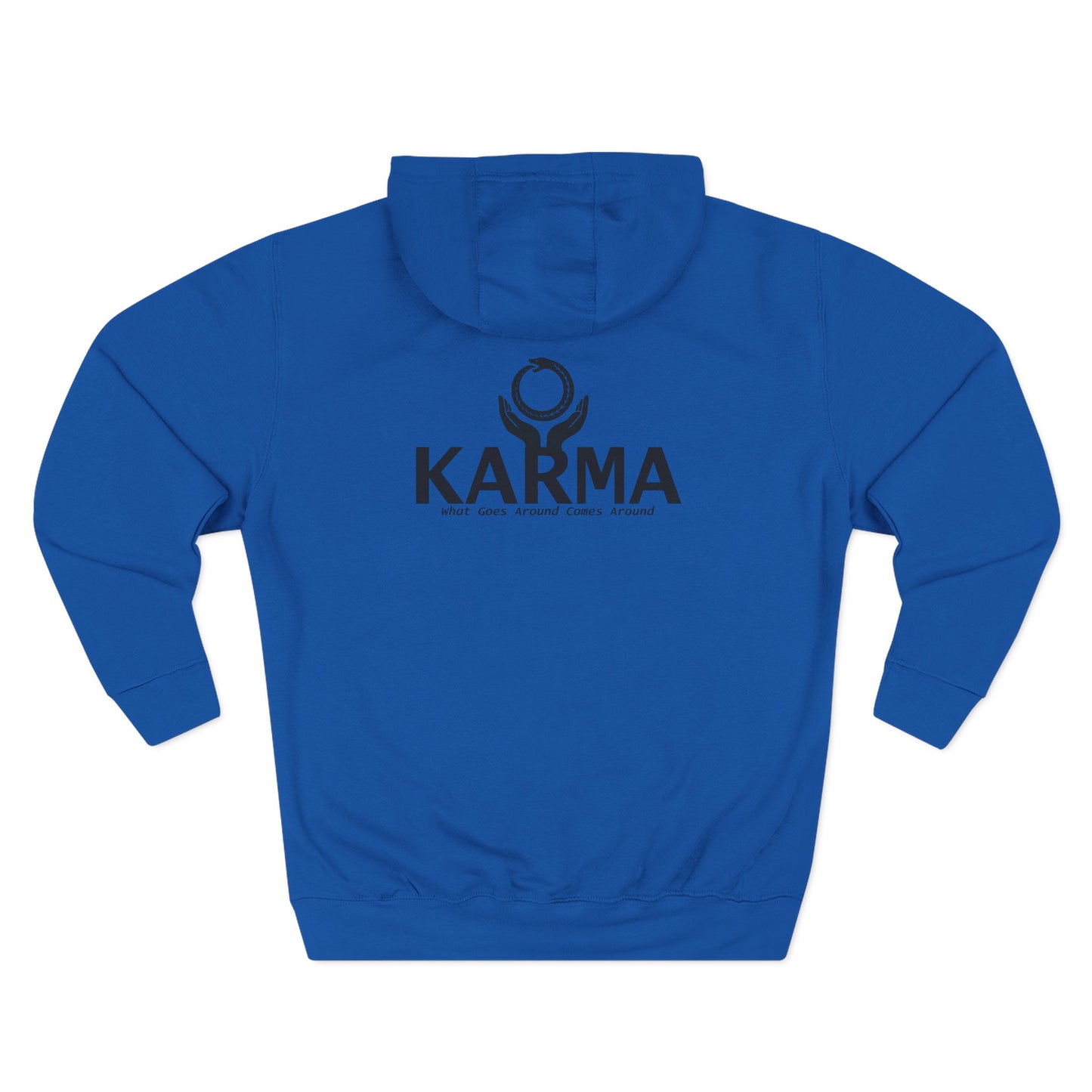 Karma Hoodie — “What Goes Around Comes Around” Minimalist Spiritual Quote Hoodie (Lane Seven Premium Fleece)
