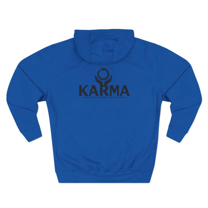 Karma Hoodie — “What Goes Around Comes Around” Minimalist Spiritual Quote Hoodie (Lane Seven Premium Fleece)
