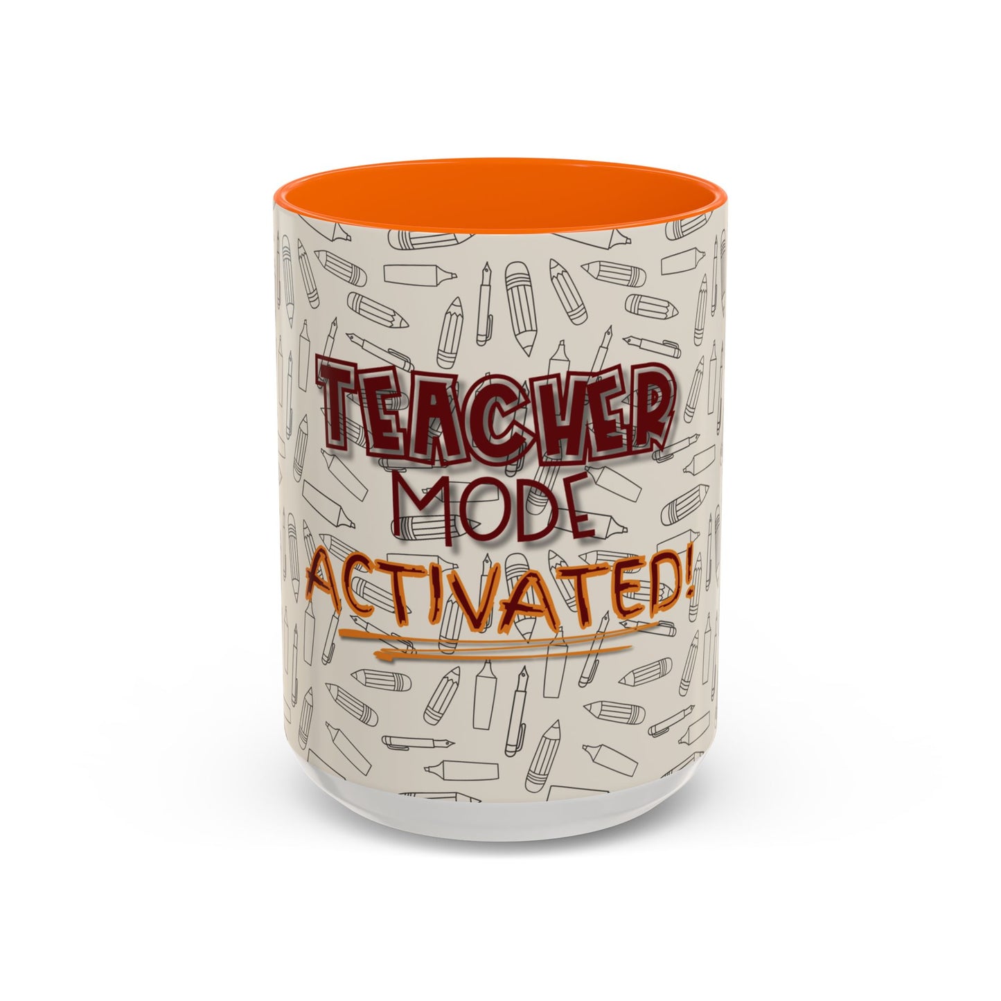 Funny Teacher Coffee Mug – Back to School Gift – “Teacher Mode Activated” – Color Accent 11oz 15oz – Classroom Decor – Durable Ceramic – Education Life