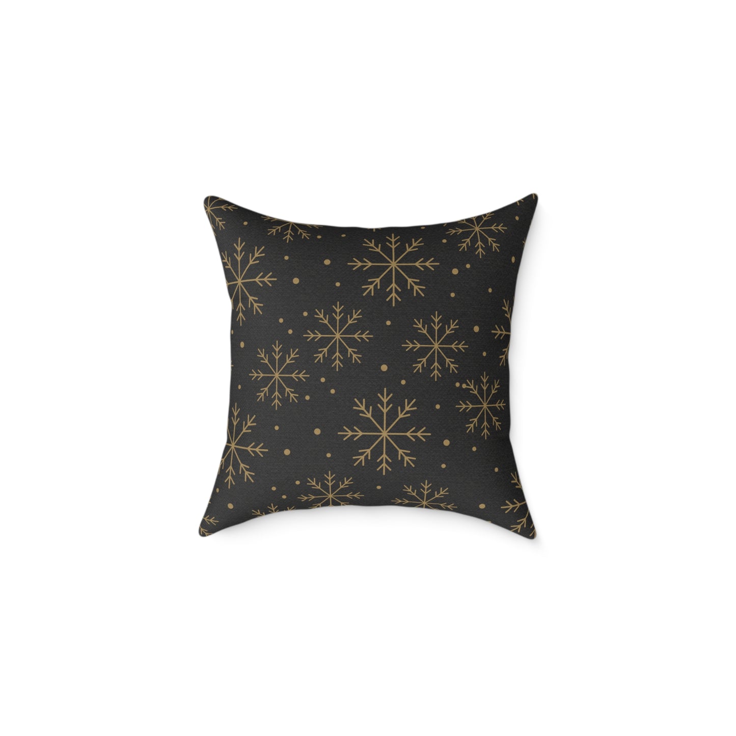 Black & Gold Gift Box Throw Pillow – Charcoal Present & Snowflake Canvas Cushion