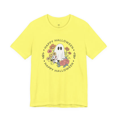 Happy Halloween Floral Ghost Tee – Bella+Canvas 3001