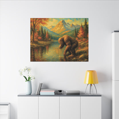 Bigfoot Lake Canvas Print – Autumn Mountain Landscape, Boutique Fine Art Style, Horizontal Nature Wall Art